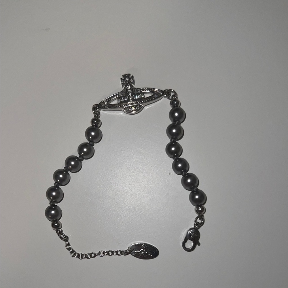 VIVIENNE WESTWOOD Silver and Black Beaded Bracelet